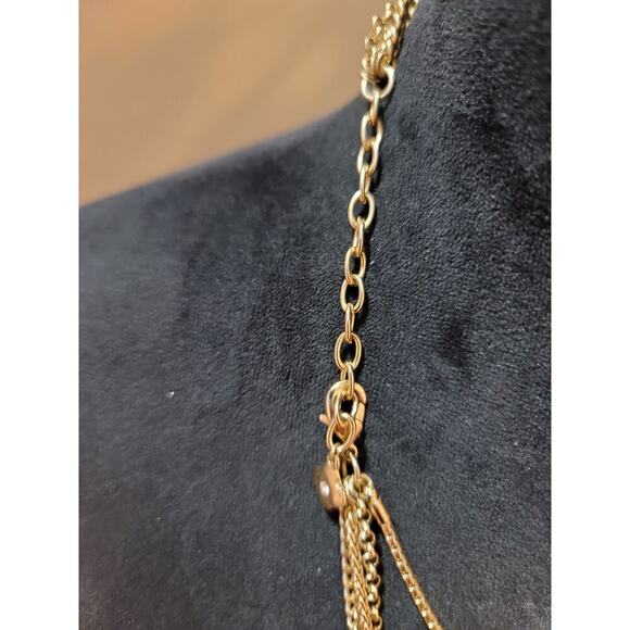 Women's Layered Gold Chain Necklace With Black Charms Lobster Lock Jewelry - Picture 7 of 7